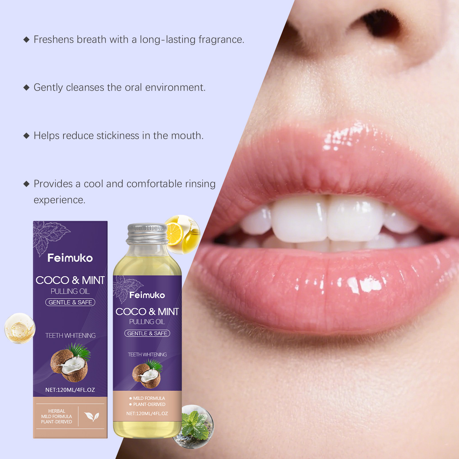 Enjuague Bucal de Aceite de Co - Teeth Whitening With Coconut Oil reseña y precio